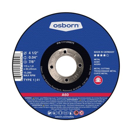 OSBORN Cut T01, 5 X .045 X 7/8, A 60 1120240572